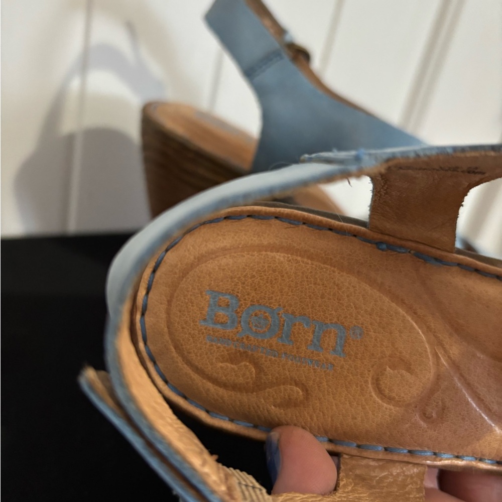 Born Pale Blue Leather Strappy Platform Sandals - Picture 5 of 6